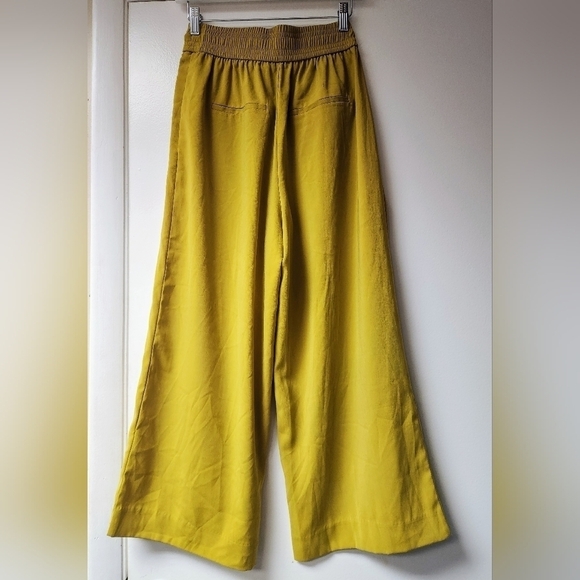 Zara Cropped Loose-fitting Trousers With Tie Elastic Waist In Mustard Size S - Picture 10 of 16